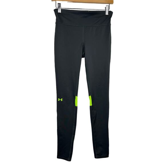 Under Armour Pants - Under Armour Neon Green Dark Gray Workout Pants COMPRESION Heat Gear Small